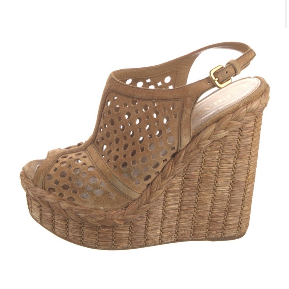 Prada Brown Wedge Sandals